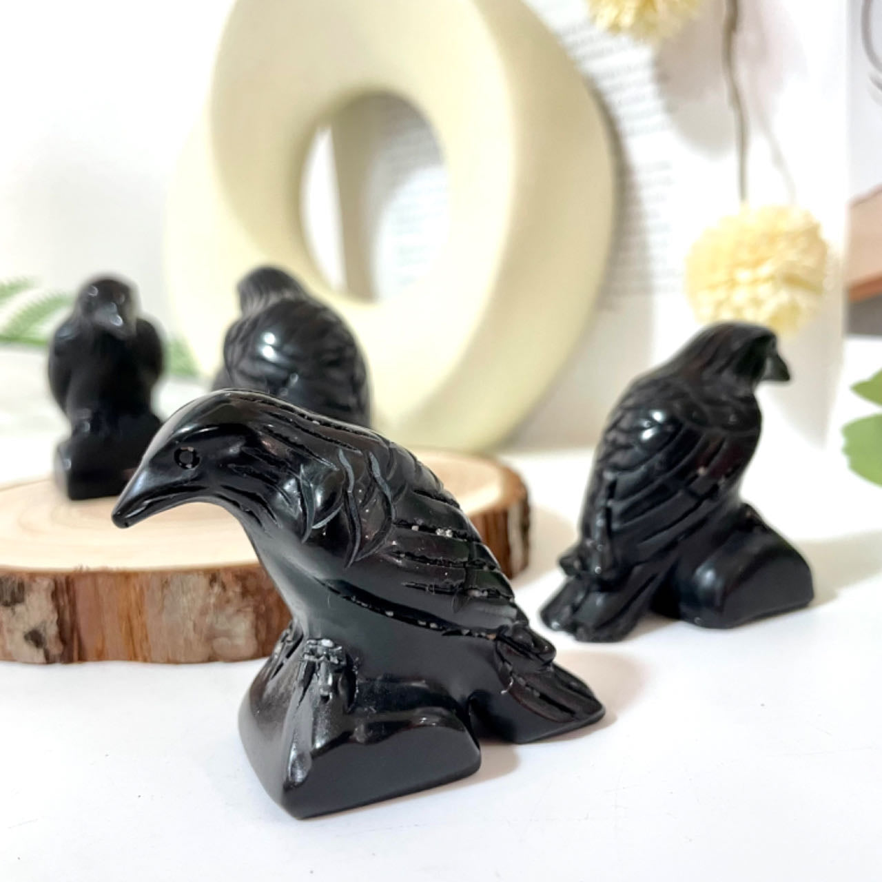 Black Obsidian Crow Crystal Healing Stone Home Decoration Stochastic 2PCS From IG Crystal