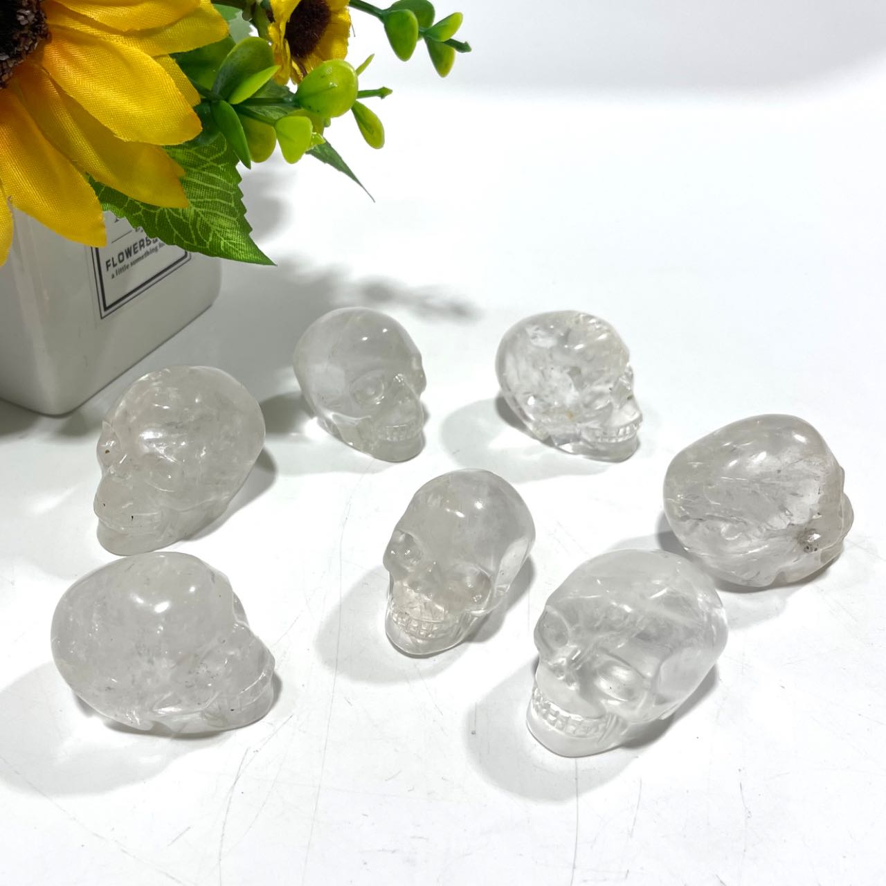 4 Counts Clear Quartz Small Skull Crystal Healing Crystal Home Decoration From IG Crystal