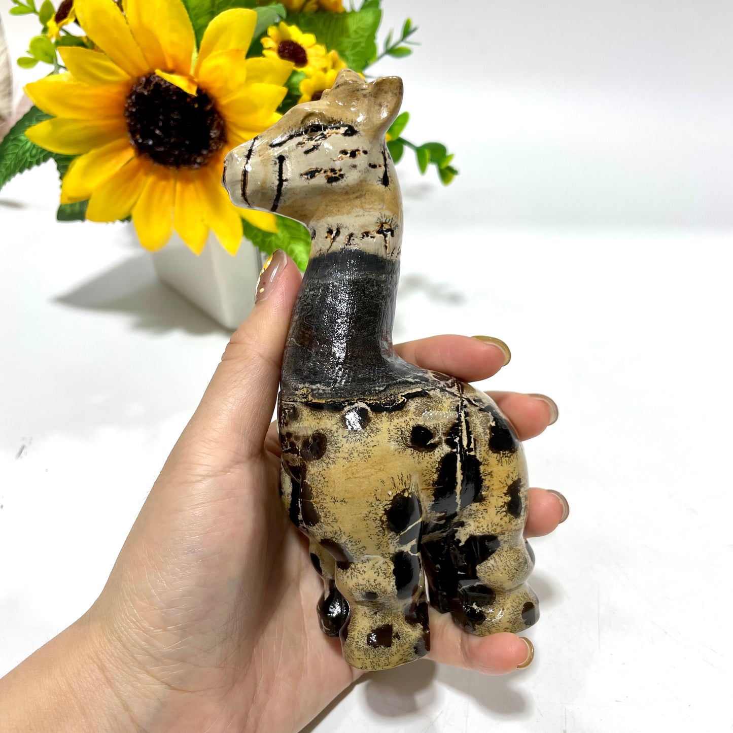 Picture Jasper Giraffe Crystal Carving Healing Stones Natural Stone Chakra Balancing Reiki Home Office Decor From IG Crystal