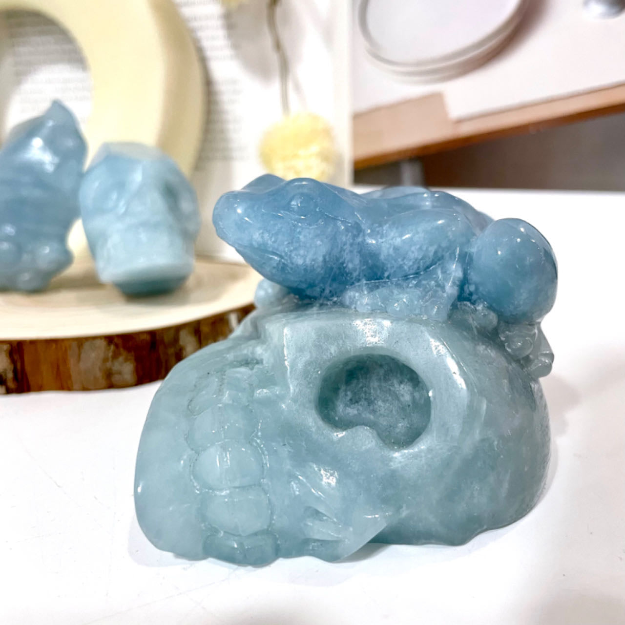 Aquamarine Animals Crystal Rhinoceros Skull And Frog Octopus Skull Healing Stone Home Decoration Stochastic 1PCS From IG Crystal