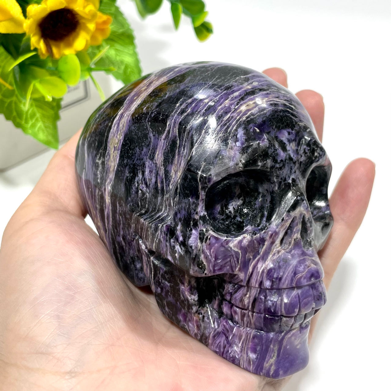 1 Count Big Charoite Skull Healing Crystal Gem Reiki Healing Home Decor Crystal Jewelry Shop Pretty Crystals From IG Crystal