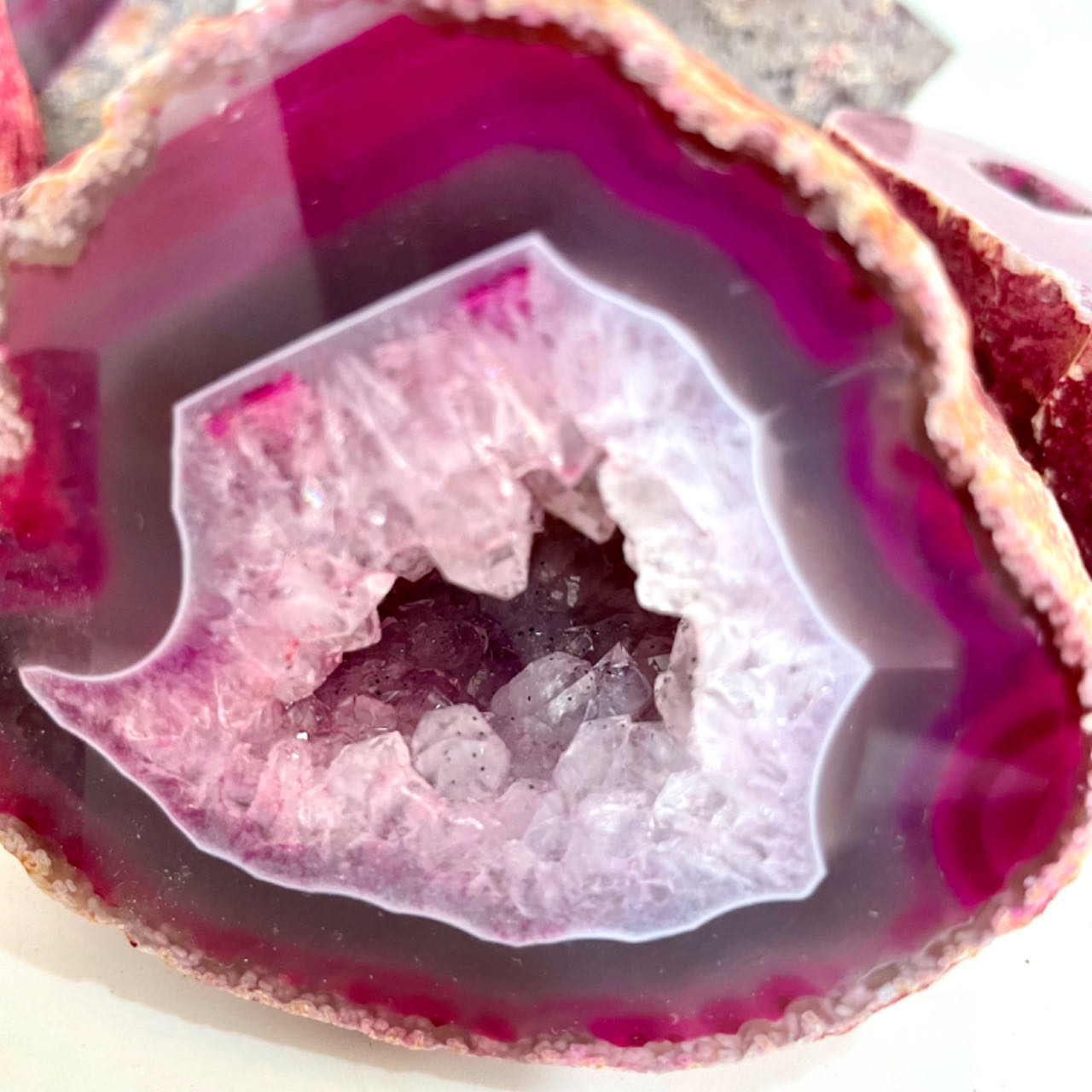Any 2PCS Pink Druzy Natural Raw Geode From IG Crystal