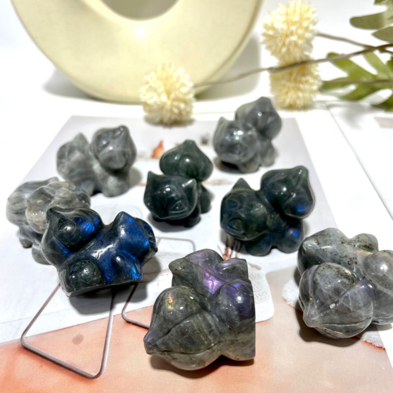 3 Counts Labradorite Bulbasaur Crystal Pokemon Healing Crystal Home Decoration From IG Crystal