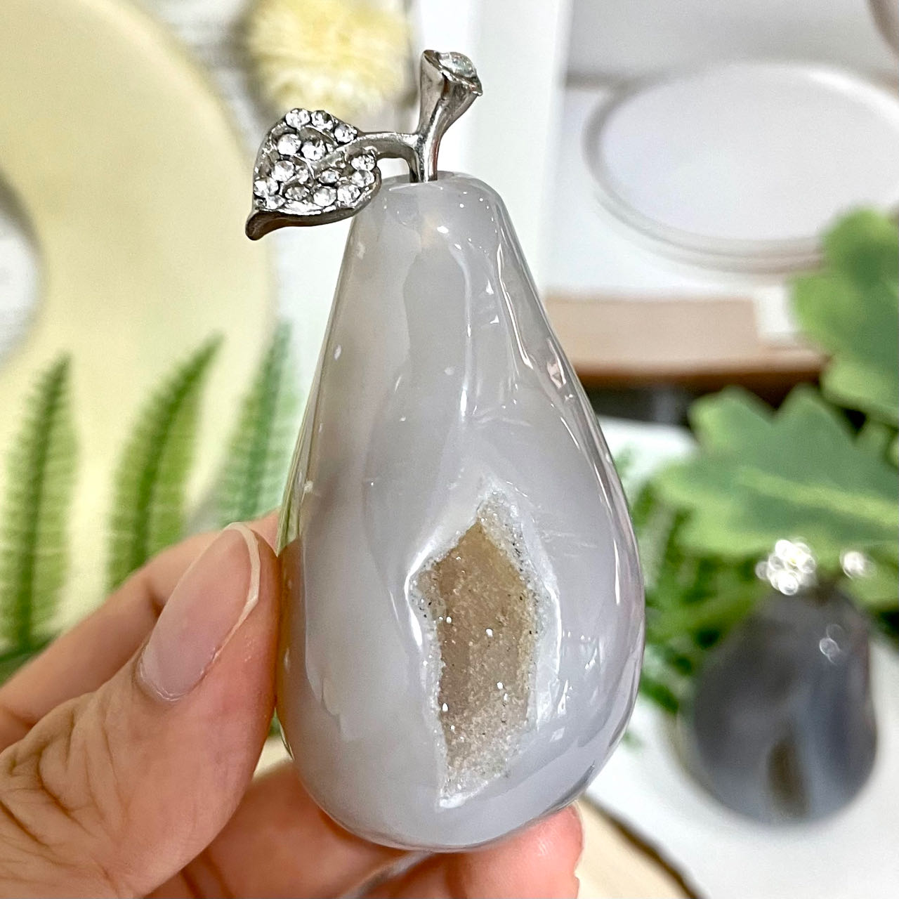 Pear Druzy Natural Raw Geode Healing Stone Agate Stochastic 2PCS From IG Crystal