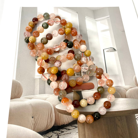 3 Counts Colourful Rabbit Hair Crystal Bracelets 9mm Natural Crystals Healing Crystals Bracelet for Women and Men Teens Crystal Jewelry Shop Pretty Crystals From IG Crystal