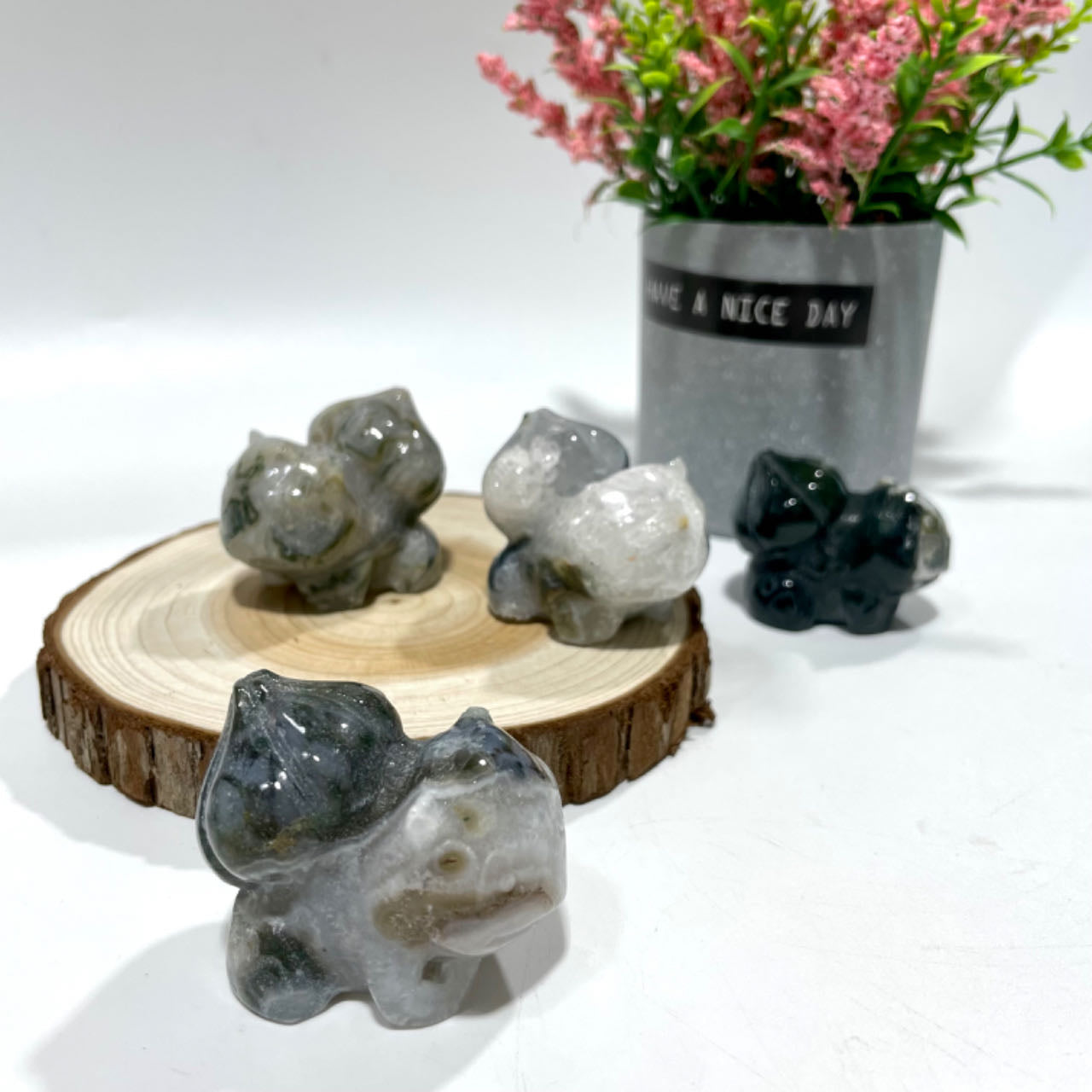 2 Counts Moss Agate Bulbasaur Crystal 2 Inches Natural Gemstone Semi Precious Healing Crystals Enhance Positive Energy Home Decoration From IG Crystal