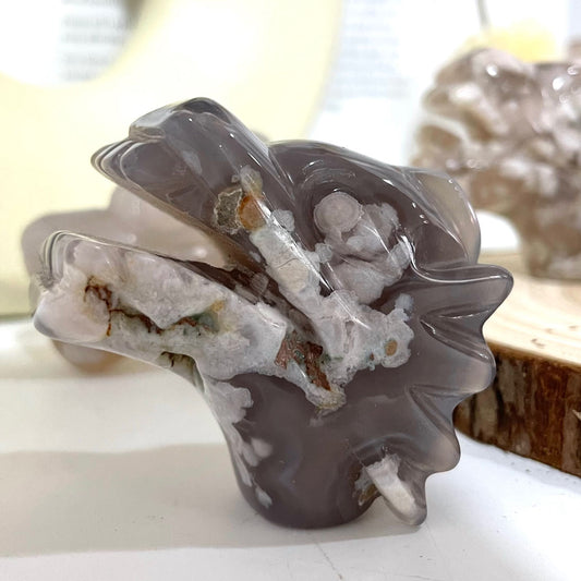 Flower Agate Dragon Head High Quality Natural Crystals (Stochastic 2pc) From IG Crystal