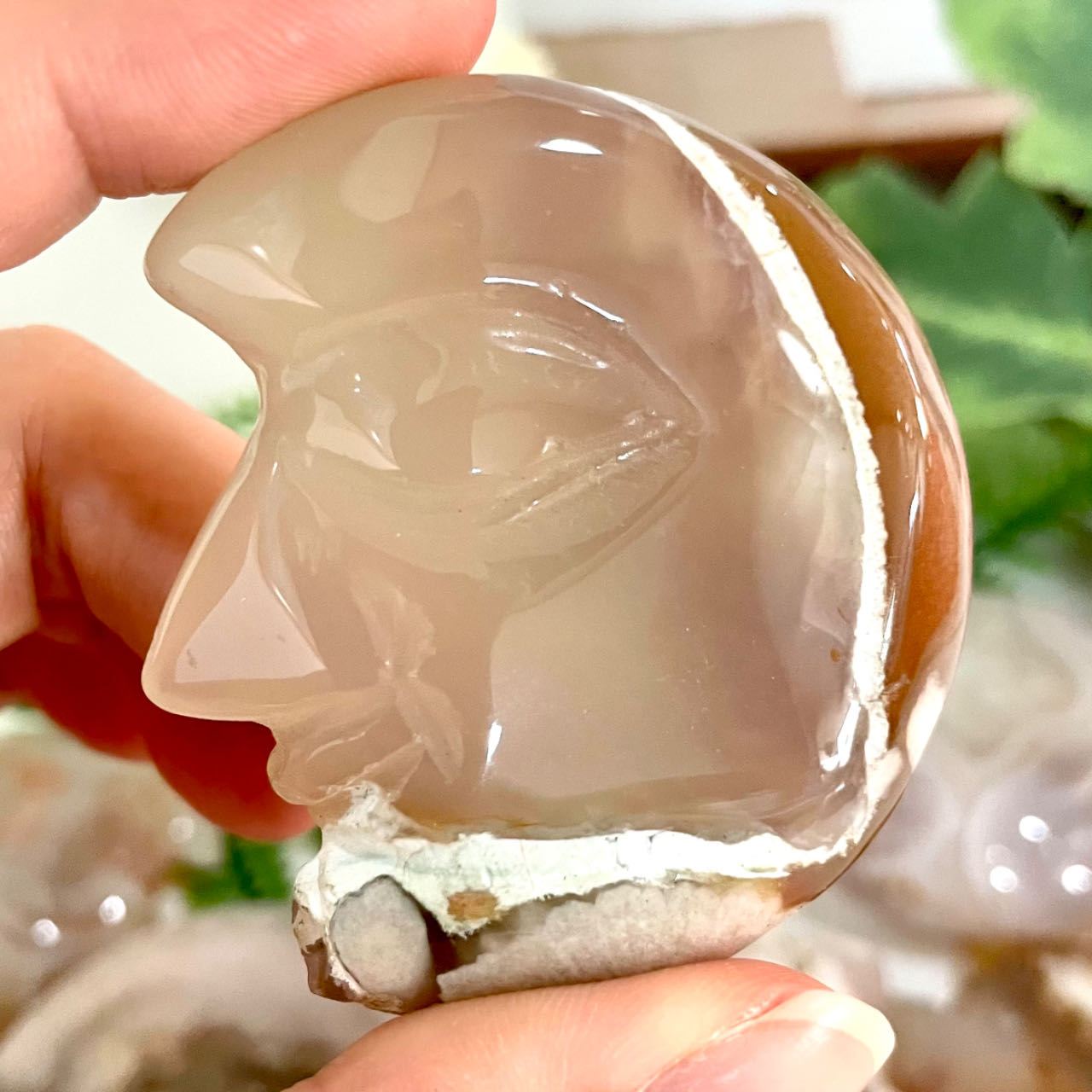 Pink Flower Agate Moon Face Crystal Stochastic 4~5PCS Healing Stone From IG Crystal