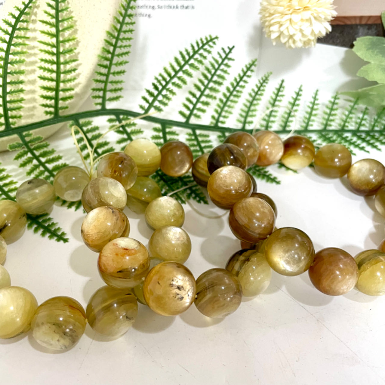 1PCS Golden Mica 17~18mm Bracelet Healing Stone From IG Crystal