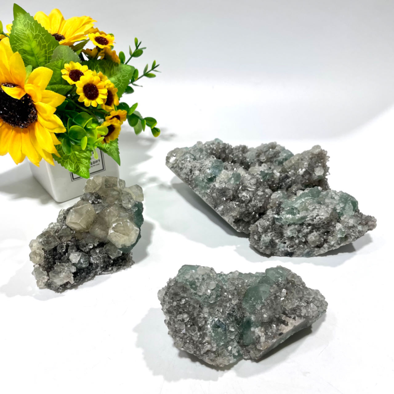 Fluorite Cluster Natural Stone Gem Mining Chakra Balancing Reiki Healing Crystal Mystery Crystal Display Crystal Shopping Online Home Office Decor From IG Crystal