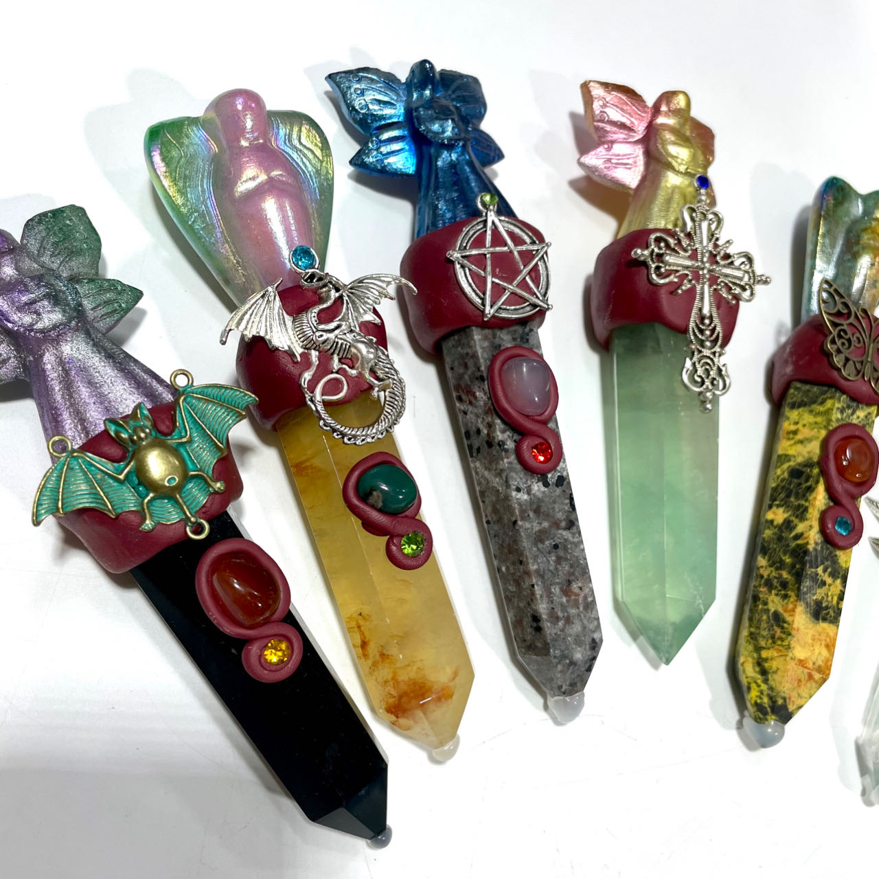 1 Count Different Maerail Magic Wands Flower Fairy High Quality Natural Flourite Citrine Apatite Amethyst Rose Quartz From IG Crystal
