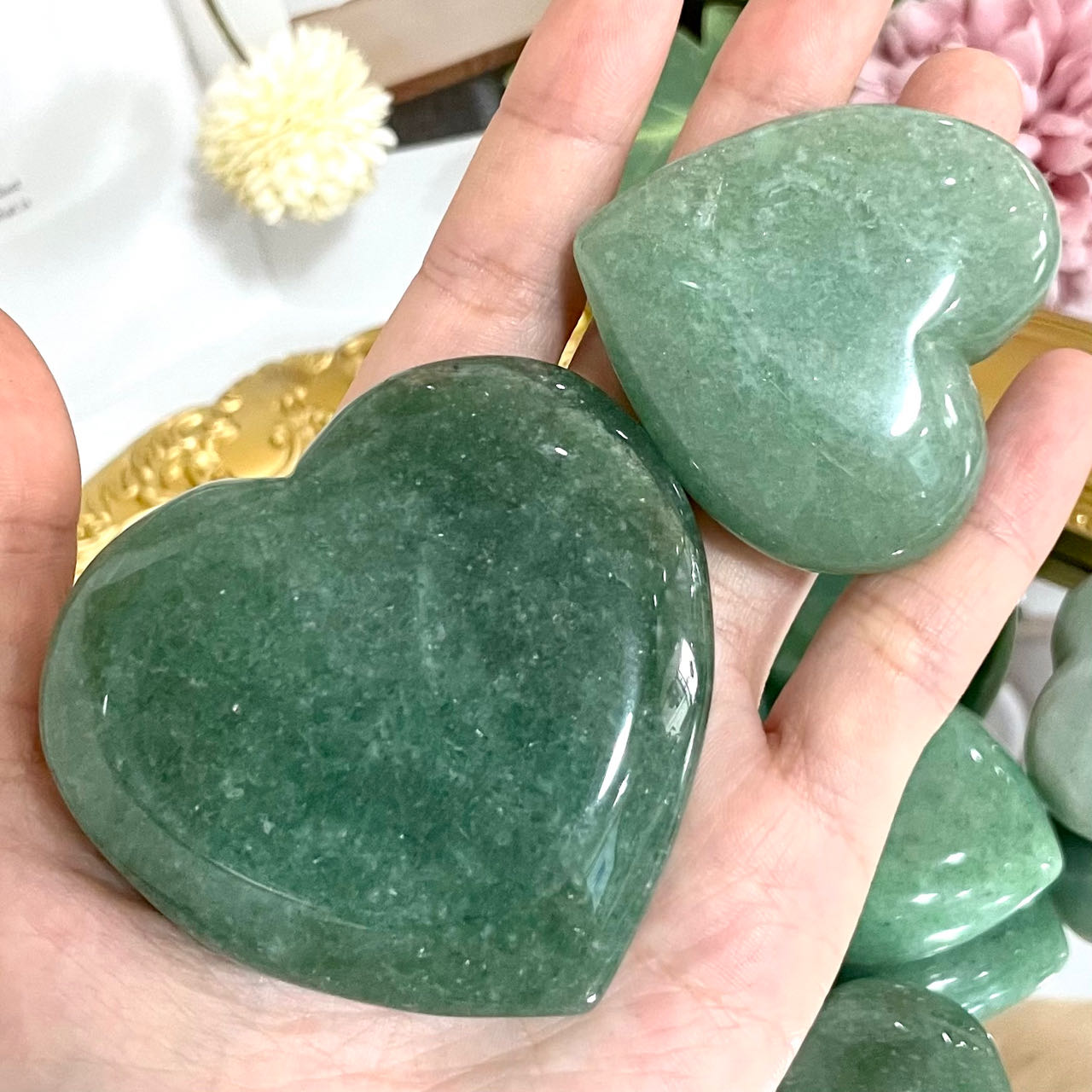5~8PCS Heart Shape Green Aventurine Crystal About 500G Healing Crystals Stones Pocket Meditation Palm Worry Gemstone From IG Crystal