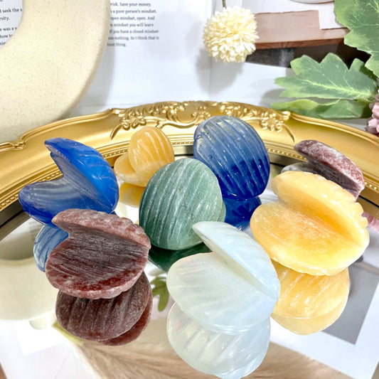 Sea Shell Crystal Stochastic 2PCS Green Aventurine Red Jasper Yellow Crystal White Quartz Blue Oper From IG Crystal