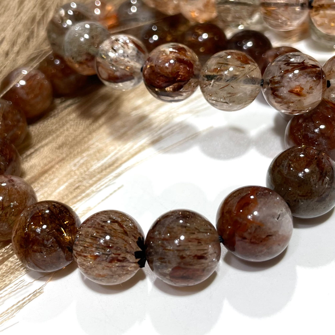 2 Counts Black Gold Super 7 Crystal Bracelet 7~12mm Energy Healing Crystals Jewelry for Women DIY Bracelet From IG Crystal