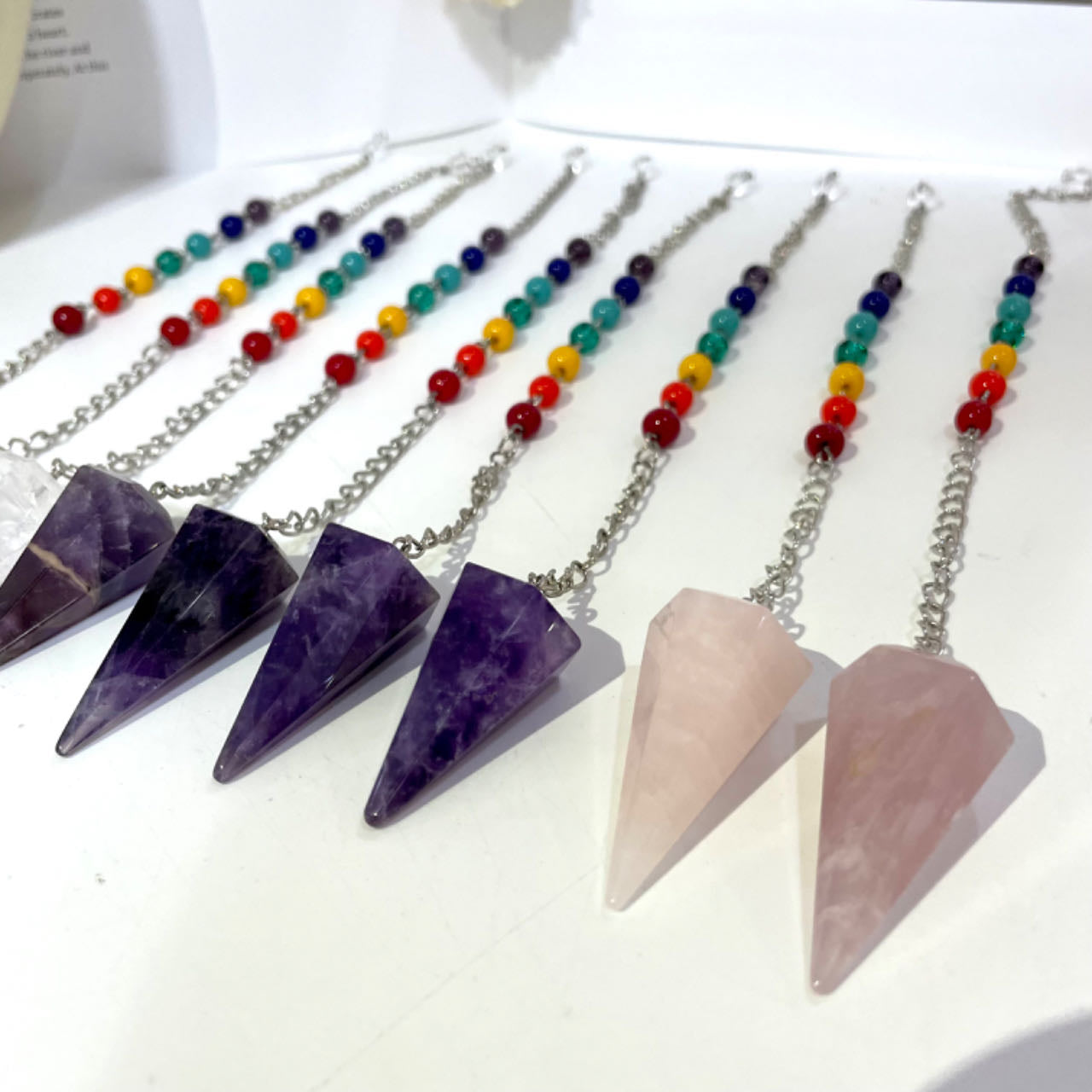 Crystal Necklace Ring Earrings Set Amethyst Clear Quartz Rose Quartz Charoite From IG Crystal
