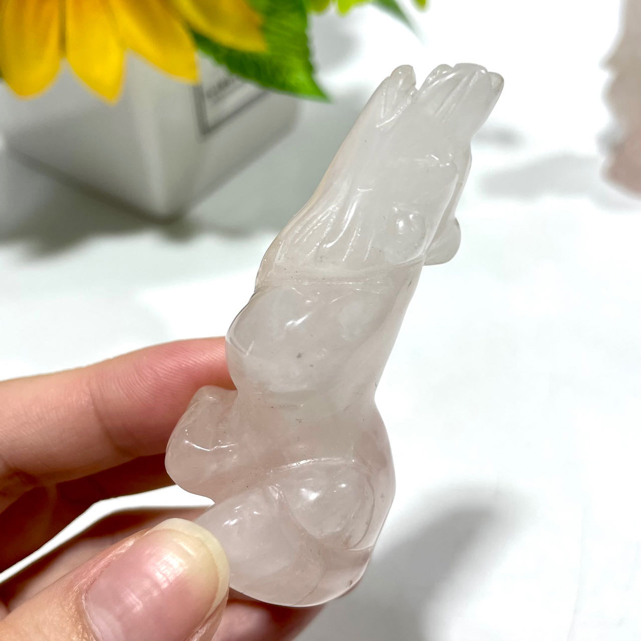 2 Counts Rose Quartz Wolf Crystal Carving Healing Crystal Gem Reiki Healing Home Decor Crystal Jewelry Shop Pretty Crystals From IG Crystal