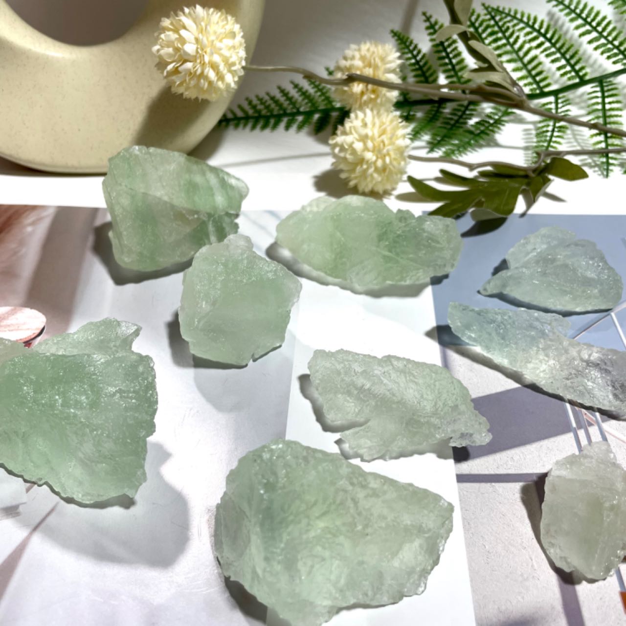 500g Green Fluorite Crystal Stone for Tumbling Cabbing Decoration Polishing Quartz Ore Crystals Stone Ornaments Home Decor Gift From IG Crystal