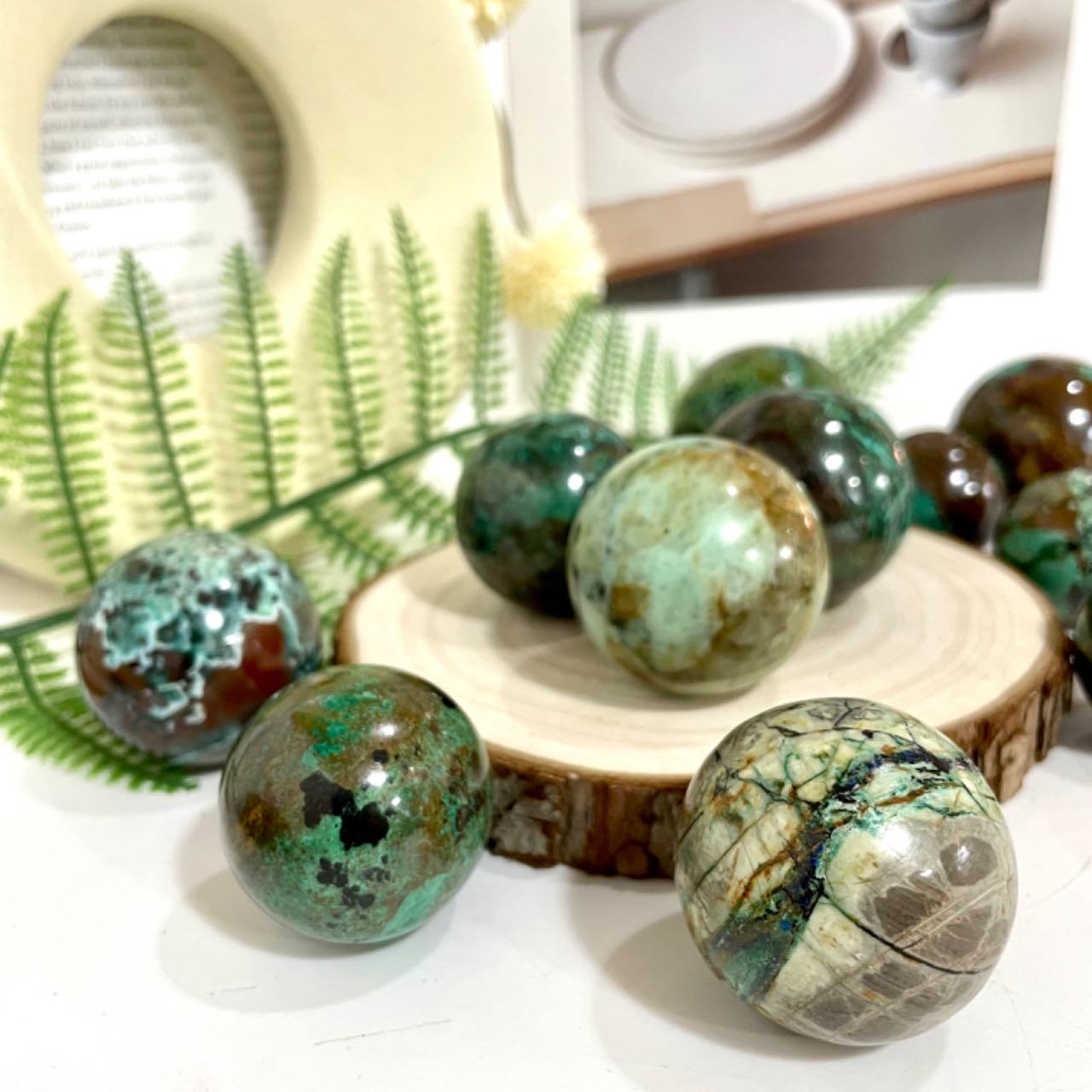 1~2 Counts Small Chrysocolla Balls 2.5~5cm Healing Stone Home Decoration From IG Crystal