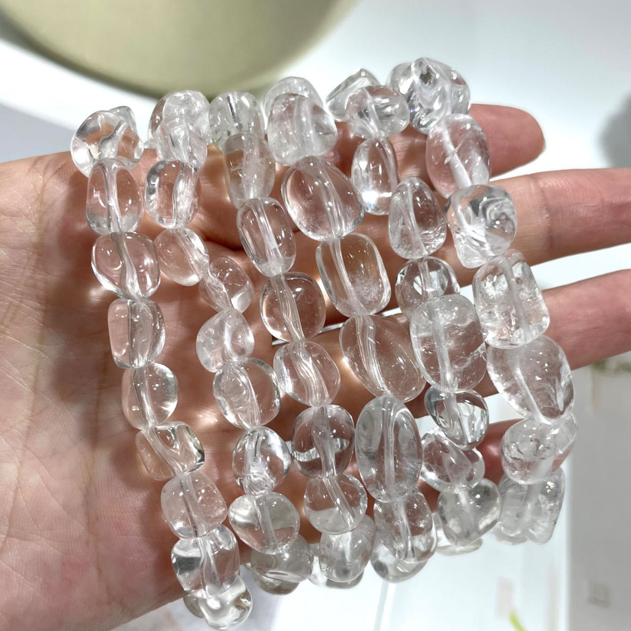 Clear Quartz Bracelet 17mm 13mm 10mm 8mm Block-shaped Irregularity Healing Crystal Home Decoration From IG Crystal