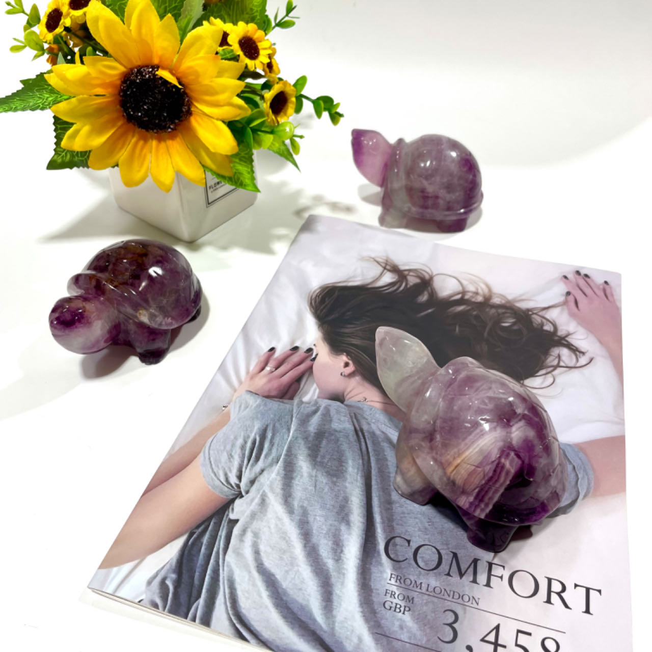 1 Count Purple Fluorite Tortoise Crystal Carving Healing Crystal Gem Reiki Healing Home Decor Crystal Jewelry Shop Pretty Crystals From IG Crystal