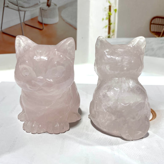 1 Count Rose Quartz Cute Cat Crystal Carving Natural Stone Gem Mining Chakra Balancing Reiki Healing Crystal Mystery Crystal Display Crystal Shopping Online Home Office Decor From IG Crystal