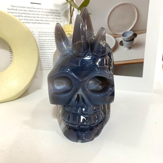 High Quality Hand-Carved Natural Crystal Skull Statue Amethyst From IG Crystal