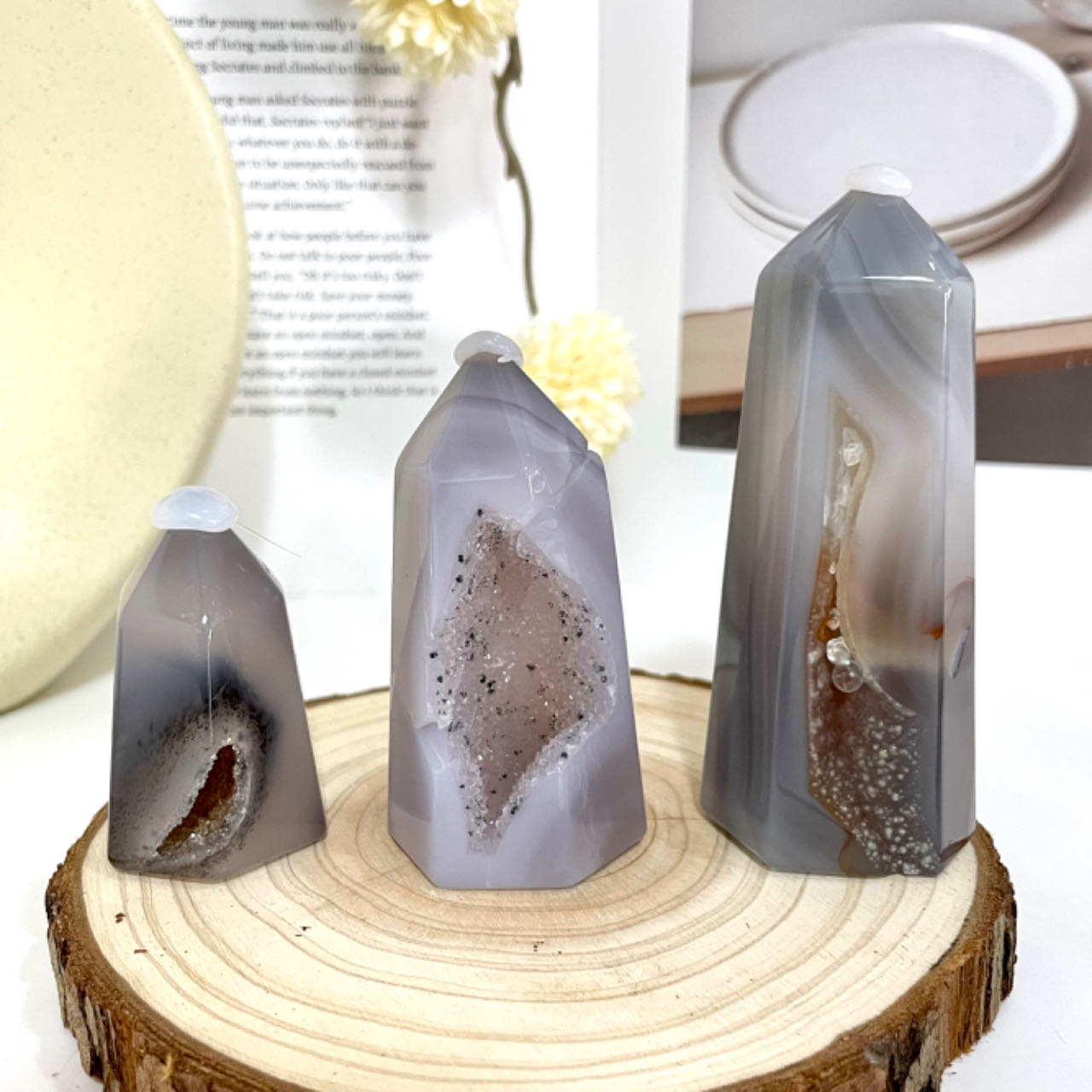 Stochastic 2~3PCS Wand Druzy Natural Raw Geode From IG Crystal