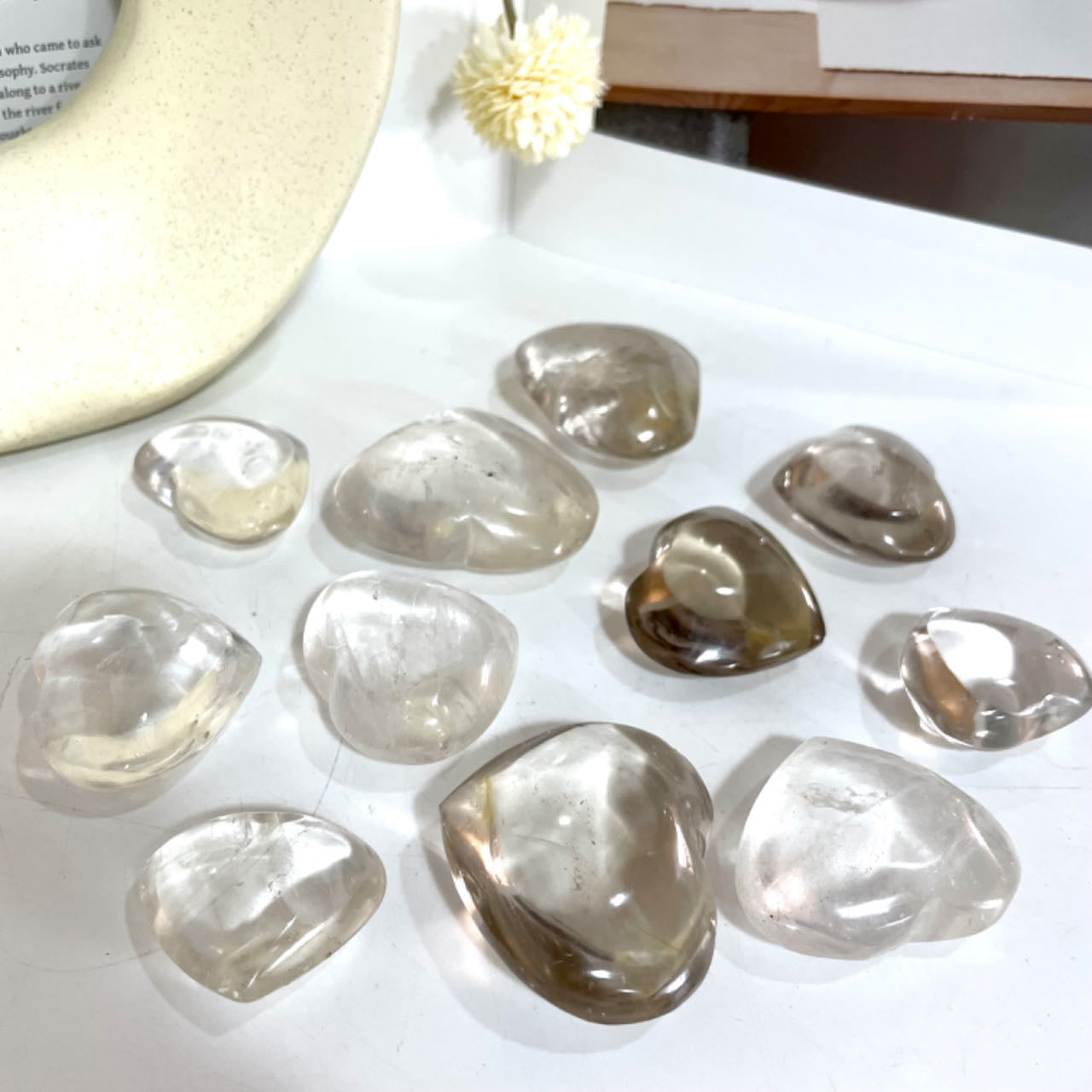 4~7 Counts Heart Shape Clear Quartz Crystal Reiki Crytsal Healing Stone Home Decor From IG Crystal