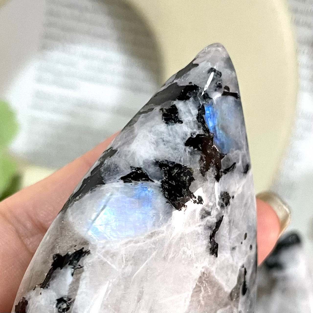 2~3 Counts Dark Spot Moonstone Water Drop Crystal Reiki Crytsal Healing Home Decor From IG Crystal