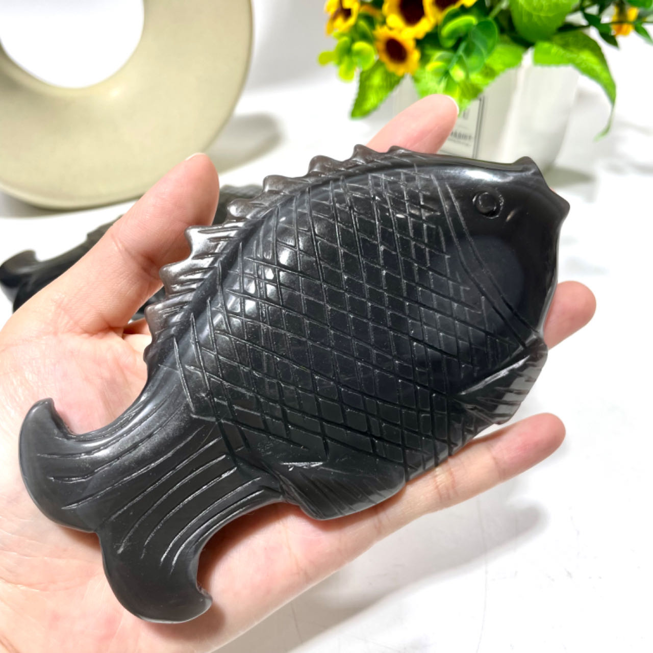 1 Count Black Agate Fish Crystal Healing Crystal Gem Reiki Healing Home Decor Crystal Jewelry Shop Pretty Crystals From IG Crystal