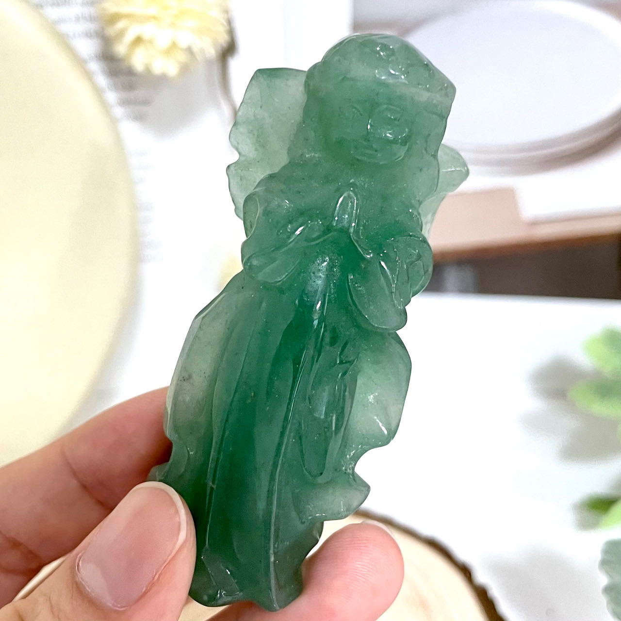 Green Aventurine Flower Fairy Crystal Healing Stone Home Decoration Stochastic 2PCS From IG Crystal