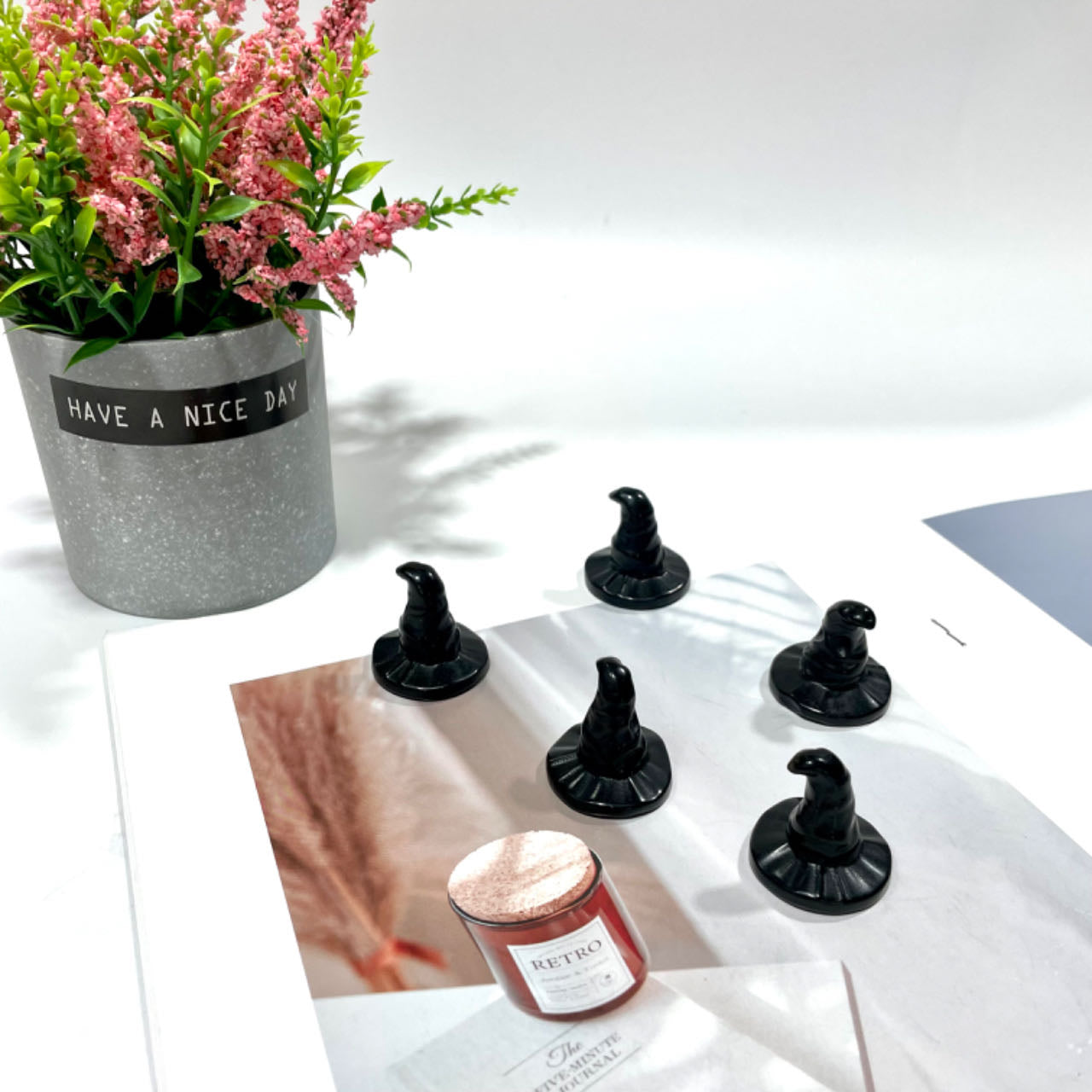 5 Counts Black Obsidian Halloween Witch Hat Crystal Carving Healing Crystal Gem Reiki Healing Home Decor Crystal Jewelry Shop Pretty Crystals From IG Crystal