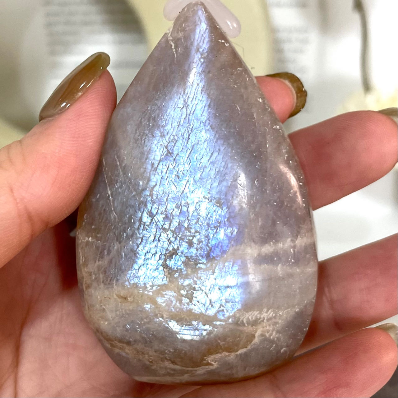 2~3 Counts Peach Moonstone Water Drop Crystal Reiki Crytsal Healing Home Decor From IG Crystal