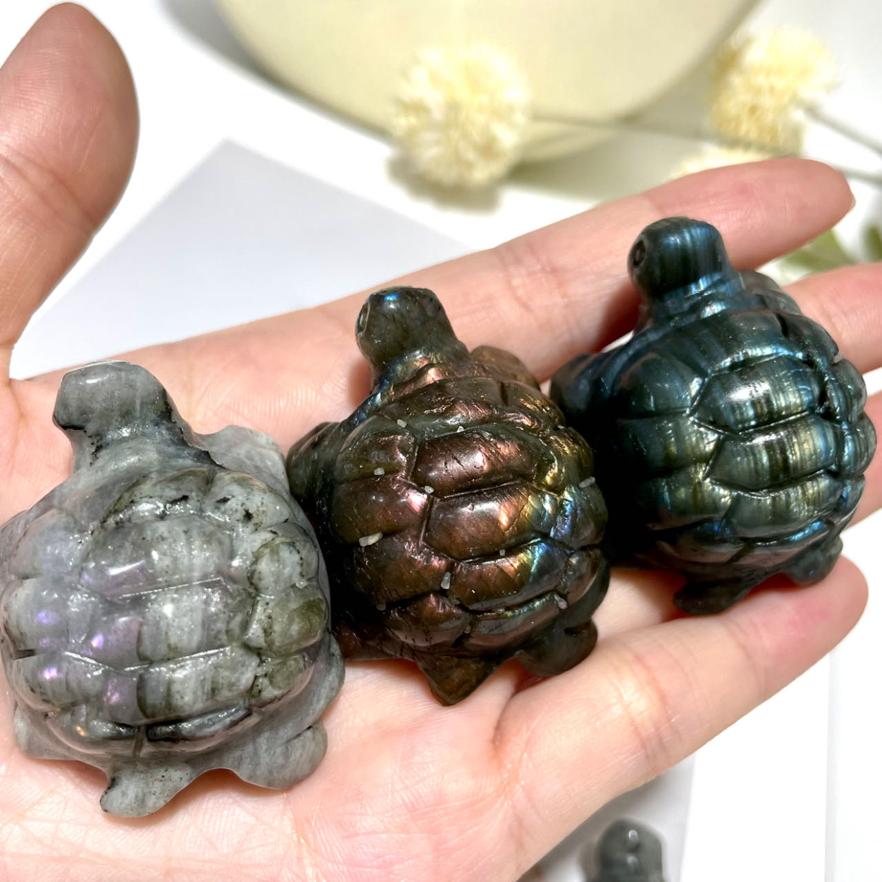 3 Counts Labradorite Tortoise Crystal Healing Crystal Home Decoration From IG Crystal