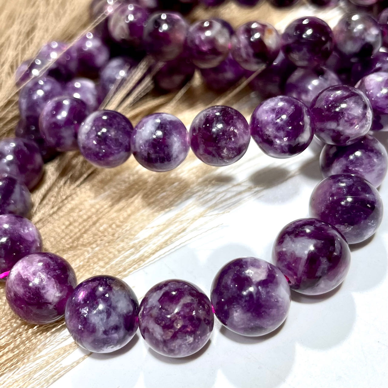 2 Counts Purple Mika Crystal Bracelet 7~11mm Energy Healing Crystals Jewelry for Women DIY Bracelet From IG Crystal