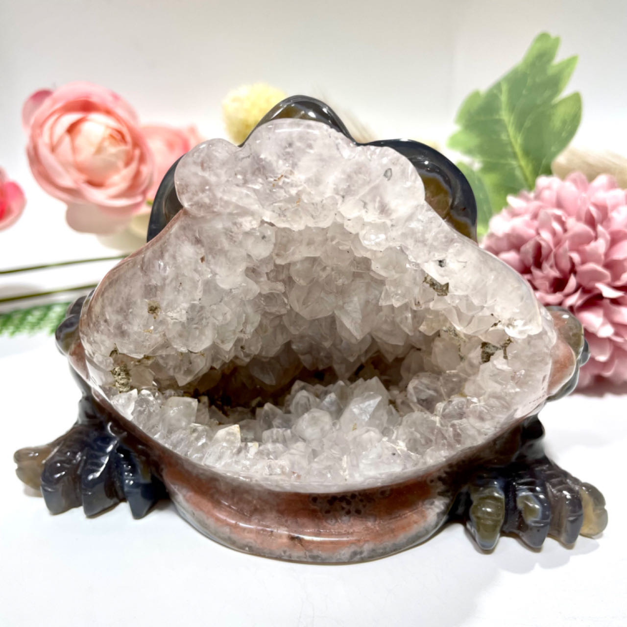 Natural Stone Druzy Agate Toad Crystal Geode Raw Stone For home decor From IG Crystal