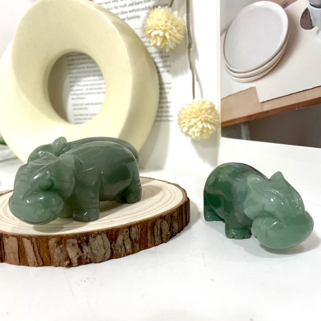 Green Aventurine Hippo Crystal Healing Stone Home Decoration From IG Crystal
