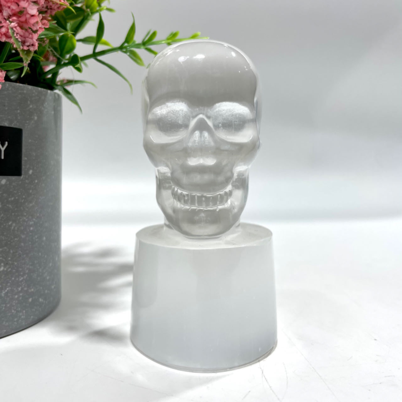 1 Count 10CM Selenite Snowman Christmas Tree Tower Bear Flower Fairy Angel Skull Crystal Natural Gemstone Semi Precious Healing Crystals Enhance Positive Energy Home Decoration From IG Crystal