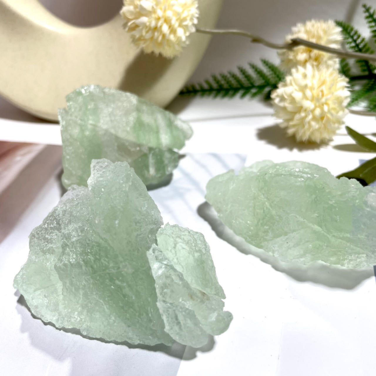 500g Green Fluorite Crystal Stone for Tumbling Cabbing Decoration Polishing Quartz Ore Crystals Stone Ornaments Home Decor Gift From IG Crystal