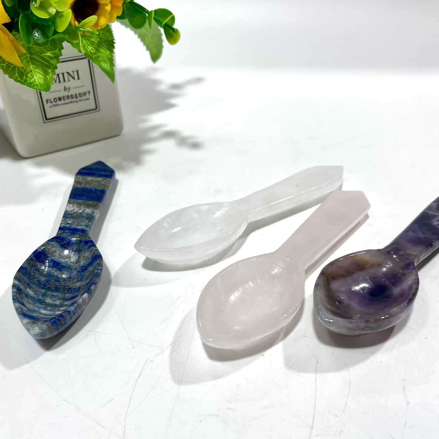 3 Counts Crystal Spoon Scoop Clear Quartz Rose Quartz Amethyst Lapis Lazuli Crystal Carving Healing Stones Natural Stone Chakra Balancing Reiki Home Office Decor From IG Crystal