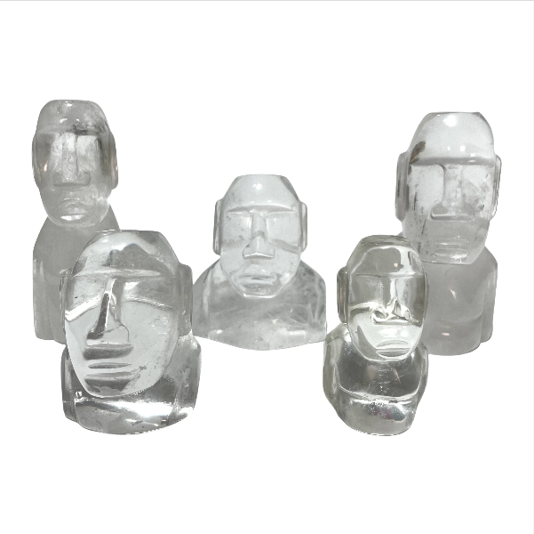 2 Counts 300~350G Clear Quartz Moai Crystal Carving Natural Stone Gem Mining Chakra Balancing Reiki Healing Crystal Mystery Crystal Display Crystal Shopping Online Home Office Decor From IG Crystal