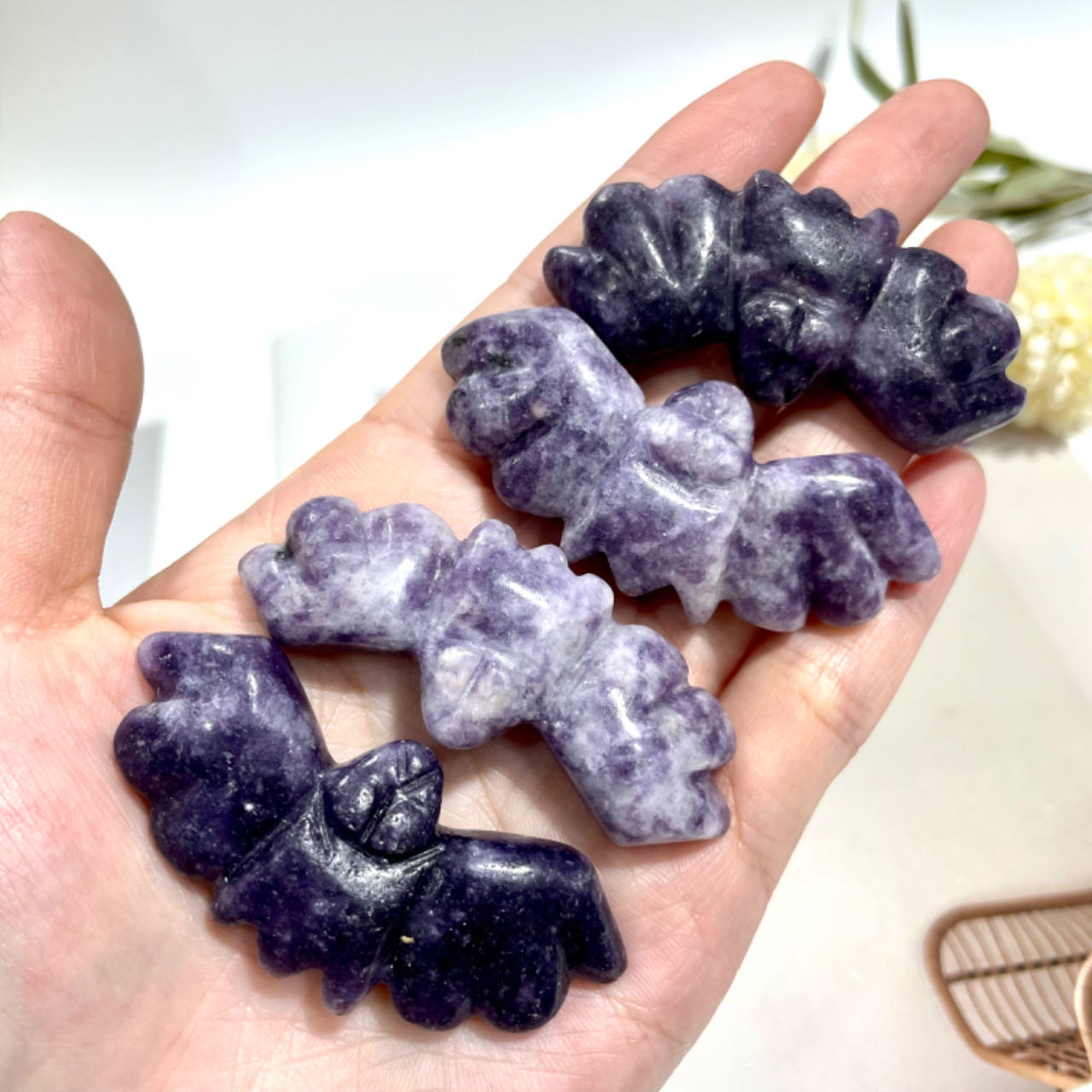 7 Counts Amethyst Bat Crystal Healing Crystal Home Decoration From IG Crystal