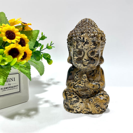 1 Count Picture Jasper Buddha Crystal Carving 15CM Height Healing Stones Natural Stone Chakra Balancing Reiki Home Office Decor From IG Crystal