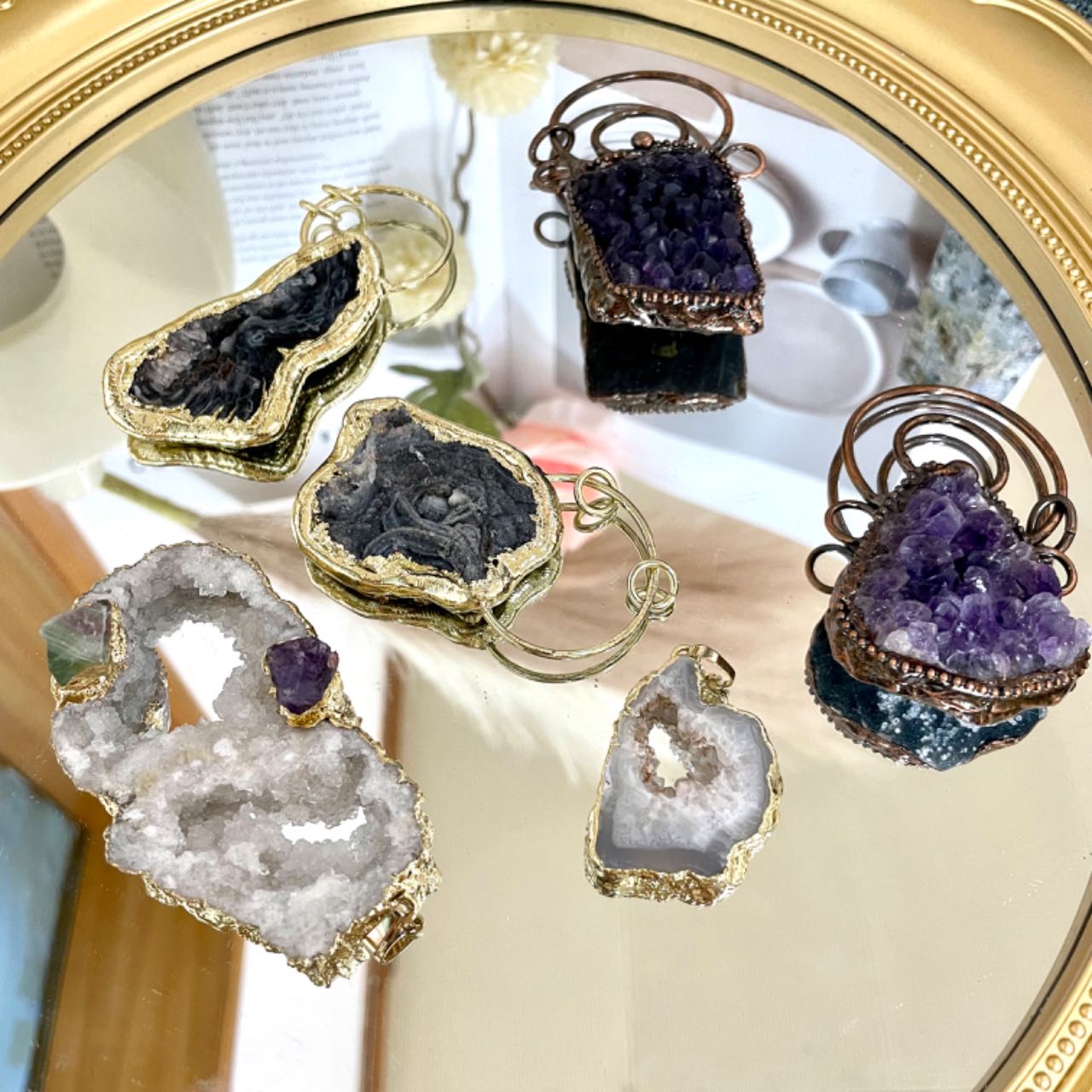 Any 2PCS Crystal Pendant Necklace for Women Fashion Jewelry Amethyst Clear Quartz From IG Crystal