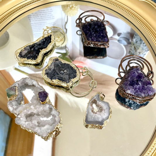 Any 2PCS Crystal Pendant Necklace for Women Fashion Jewelry Amethyst Clear Quartz From IG Crystal