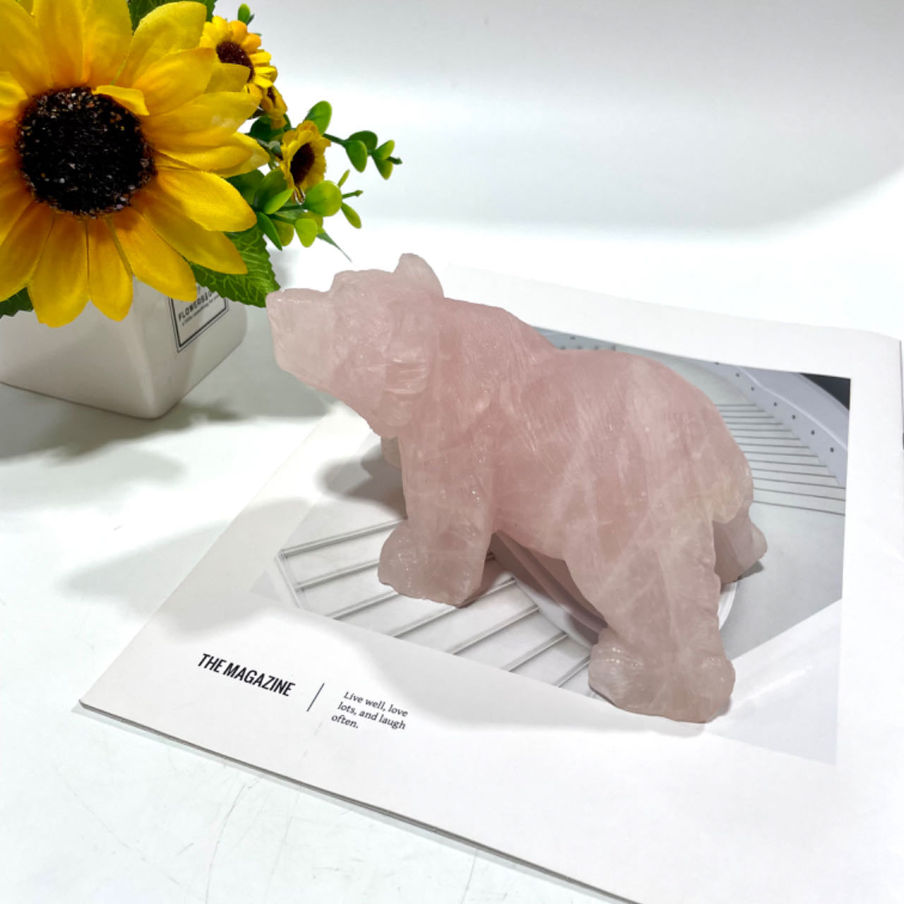 1 Count High Quality Rose Quartz Bear Crystal Carving Healing Crystal Gem Reiki Healing Home Decor Crystal Jewelry Shop Pretty Crystals From IG Crystal