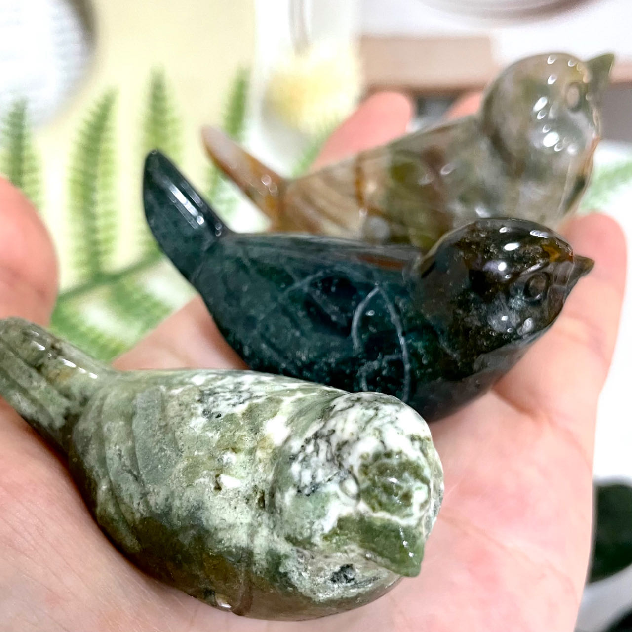 Ocean Jasper Bird Crystal Carving 2 counts Healing Stone Home Decoration From IG Crystal