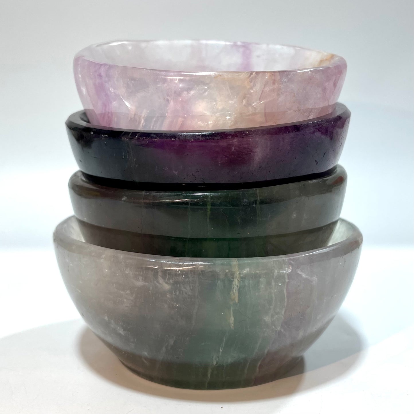 1~2 Counts Fluorite Bowl Hand Polished Gem Stone Bowls Natural Raw Crystal Decorative Dish Jewelry Storage Agate Bowl for Meditation Reiki Healing From IG Crystal