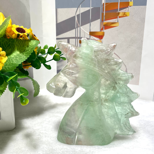 1 Count Fluorite Laughing Unicorn Crystal Carving Healing Stones Natural Stone Chakra Balancing Reiki Home Office Decor From IG Crystal