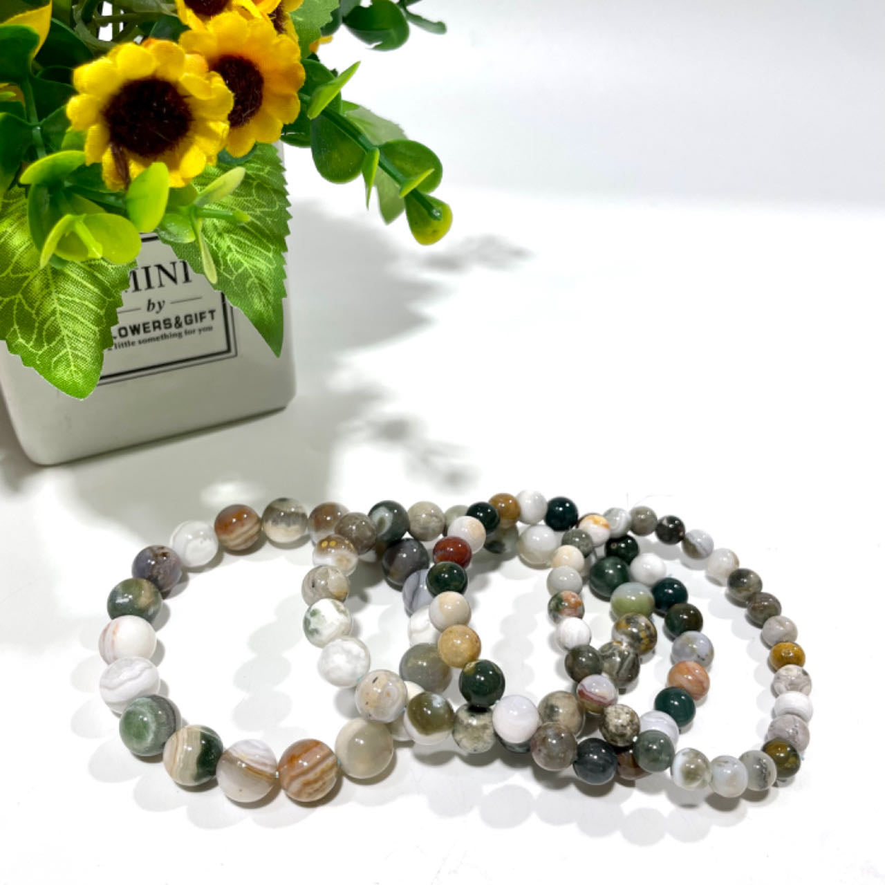 3 Counts Ocean Jasper Crystal Bracelet 7~11mm Energy Healing Crystals Jewelry for Women DIY Bracelet From IG Crystal